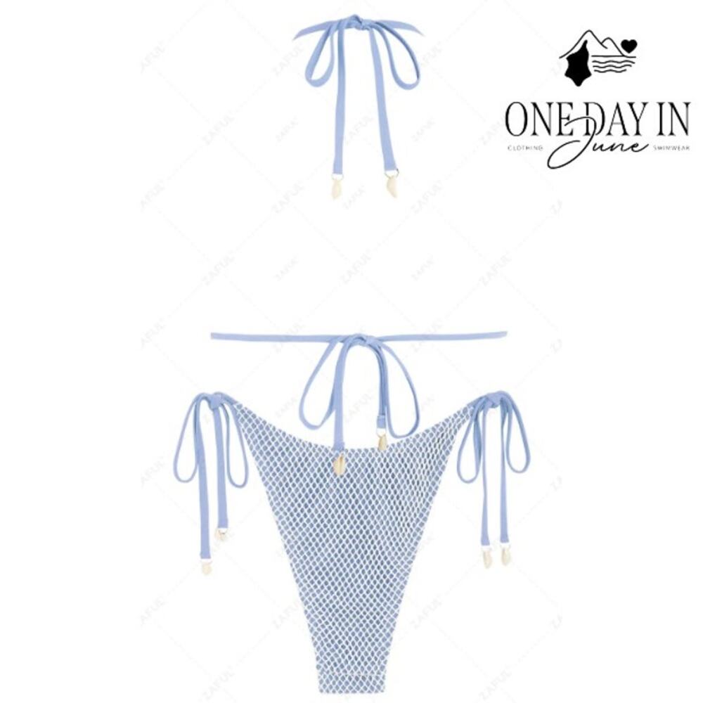 Zaful High Cut Tie Side Tie Back Bikini Swimsuit Size M - Picture 2 of 7